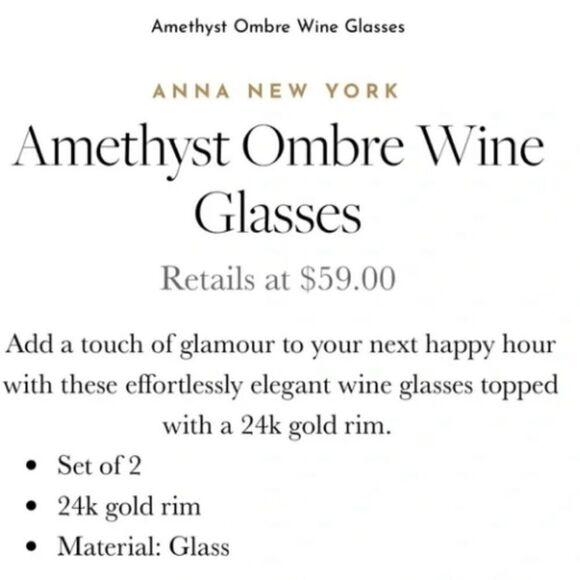 ANNA New York Amethyst Purple Ombre Wine Glasses - Stemless Two Glasses - Picture 3 of 13